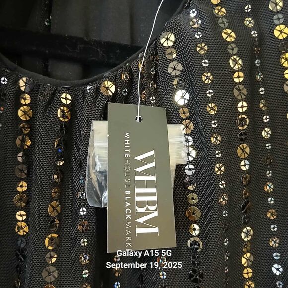 White House Black Market Long-Sleeve Sequin Blouson Dress – Size Medium Cocktail - Picture 6 of 10